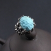 湖北天然银镶蓝绿松石龙头戒指-红掌柜