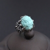 湖北天然银镶绿松石龙头戒指-红掌柜