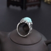 湖北天然银镶高瓷蓝绿松石戒指-红掌柜