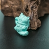 天然中高瓷浅蓝绿松石招财猫吊坠-红掌柜