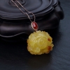 18K金镶天然鸡油黄蜜蜡项链-红掌柜