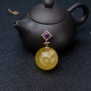 18K金镶钻鸡油黄金绞蜜圆珠吊坠-红掌柜