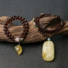 天然带皮蜜蜡花牌吊坠/多圈手串套装-红掌柜
