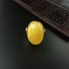波罗的海天然银镀金鸡油黄蜜蜡开口戒指 - 红掌柜