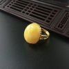 天然银镀金鸡油黄蜜蜡开口戒指 - 红掌柜