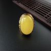 波罗的海天然银镀金满蜜蜜蜡开口戒指 - 红掌柜
