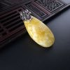 天然银镶白花蜜水滴蜜蜡吊坠 - 红掌柜