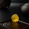 天然金包蜜鸡油黄蜜蜡牡丹吊坠-红掌柜
