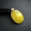 天然18K金镶鸡油黄蜜蜡蛋面吊坠 - 红掌柜