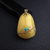 波罗的海天然18K金镶满蜜鸡油黄蜜蜡随形吊坠 - 红掌柜