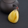 天然鸡油黄蜜蜡水滴吊坠-红掌柜