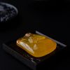 天然金绞蜜鸡油黄蜜蜡吊坠-红掌柜
