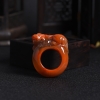 川料天然俏色南红瑞兽戒指-红掌柜