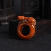 天然俏色南红瑞兽戒指-红掌柜