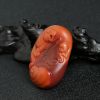 天然双色南红智勇双全吊坠 - 红掌柜