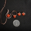 银镶樱桃红南红戒指耳钉吊坠三件套-红掌柜
