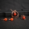 银镶樱桃红南红戒指耳钉吊坠三件套-红掌柜