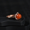 银镶天然樱桃红南红戒指-红掌柜