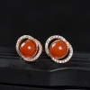 四川樱桃红南红耳钉-红掌柜