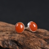 天然川料樱桃红南红耳钉-红掌柜