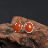 银镶川料樱桃红南红耳钉-红掌柜