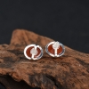 银镶天然樱桃红南红耳钉-红掌柜