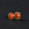 天然川料银镶樱桃红南红耳钉-红掌柜