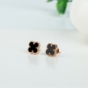 天然黑色玛瑙四叶草耳钉-红掌柜