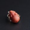 18K镶宝山料柿子红南红鼠戒指-红掌柜