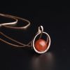 银镀金镶天然樱桃红南红吊坠项链-红掌柜