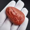 川料带皮柿子红南红吊坠-红掌柜珠宝