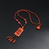 川料柿子红南红吊牌佛珠-红掌柜