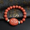 柿子红满肉南红兽首手链 - 红掌柜珠宝