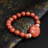 柿子红满肉南红兽首手链 - 红掌柜珠宝