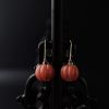 18K金镶保山天然柿子红南红南瓜珠耳坠-红掌柜