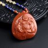 天然柿子红南红弥勒佛吊坠项链-红掌柜