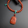 9.5mm天然柿子红南红项链/吊坠两用款-红掌柜