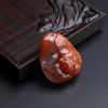 天然冻料柿子红南红花吊坠-红掌柜
