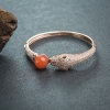 四川天然银镶钻南红手镯-红掌柜