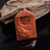 天然柿子红南红镂雕蝶恋花吊坠-红掌柜