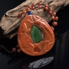 天然柿子红南红九天玄女吊坠-红掌柜