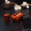 天然柿子红南红貔貅戒指-红掌柜