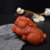 天然柿子红南红貔貅手把件-红掌柜