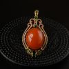 18K金镶柿子红南红吊坠-红掌柜