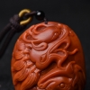 天然柿子红南红龙马精神吊坠-红掌柜