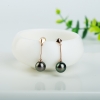 18k海水黑色珍珠耳坠-红掌柜