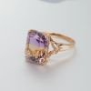 18K金镶钻紫黄晶戒指 - 红掌柜