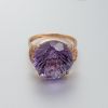 巴西天然18K金镶钻烟花工紫水晶戒指 - 红掌柜