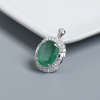18K白金镶钻鲜绿祖母绿刻面吊坠 - 红掌柜