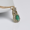 18K金镶钻蓝绿色祖母绿刻面项链-红掌柜
